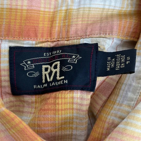 RRL Western Shirt Snap Sunset Orange Men’s Size Small